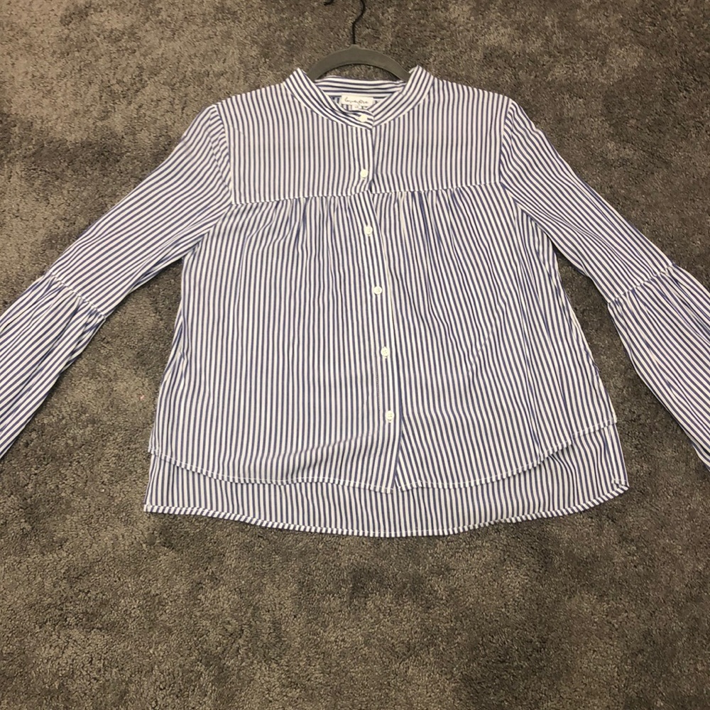 Love, fire blue and white striped button down